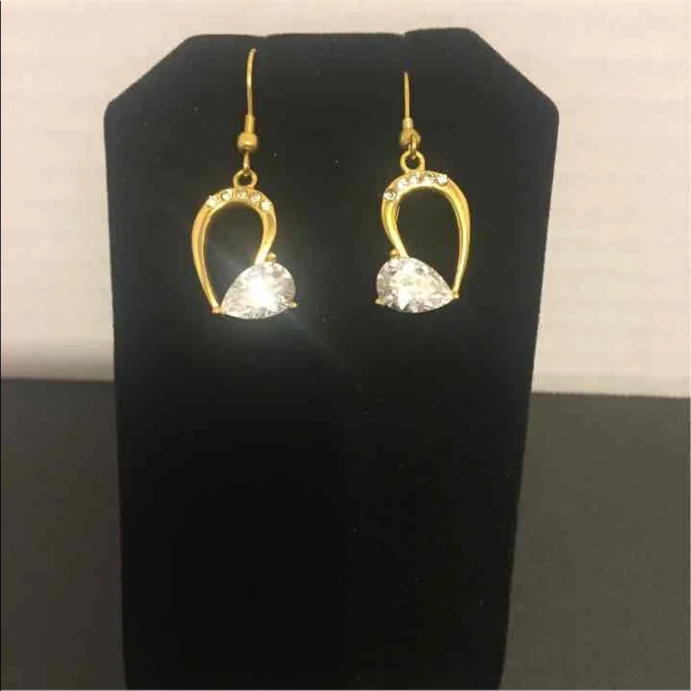 Gold platted stainless steel and crystal earrings